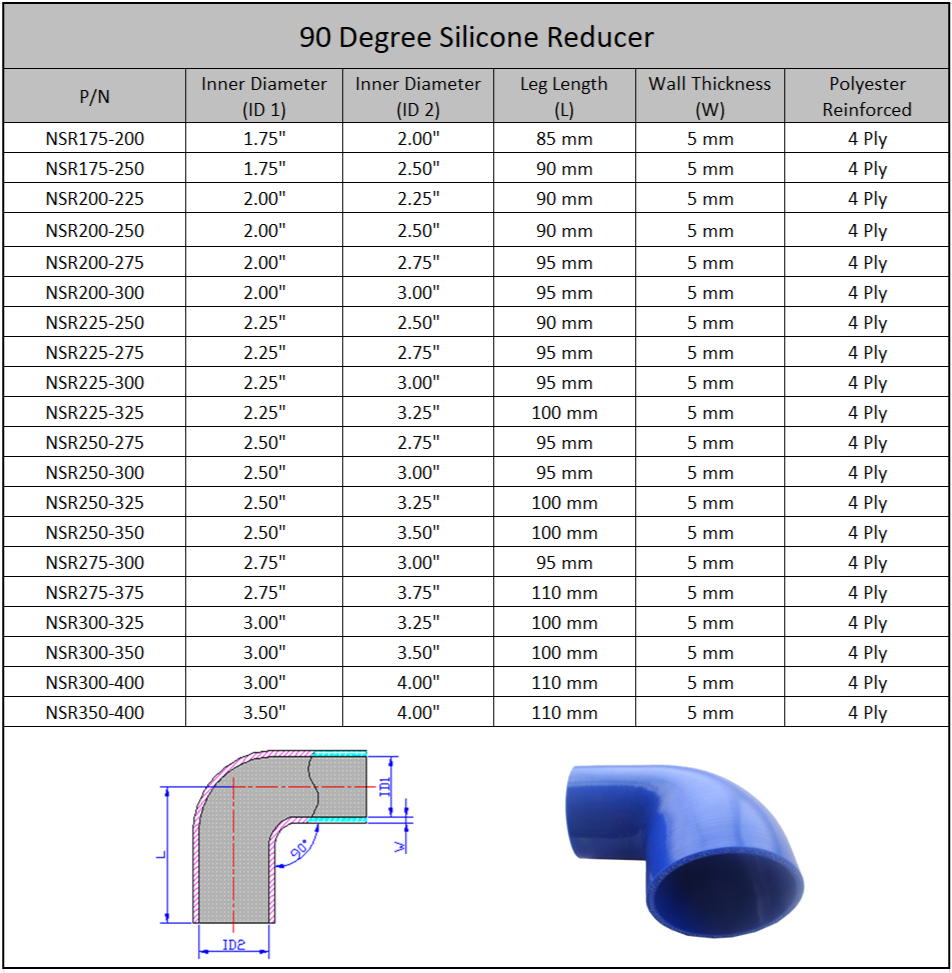 90 Degree Silicone Reducer